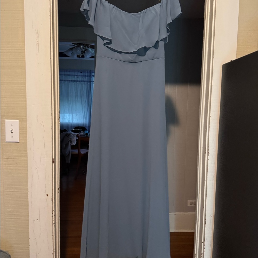 Bill Levkoff Off-Shoulder Maxi Dress in Blue